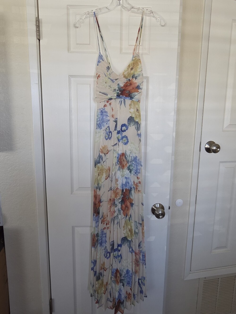 Express Floral Maxi Dress in Cream, Blue, Orange